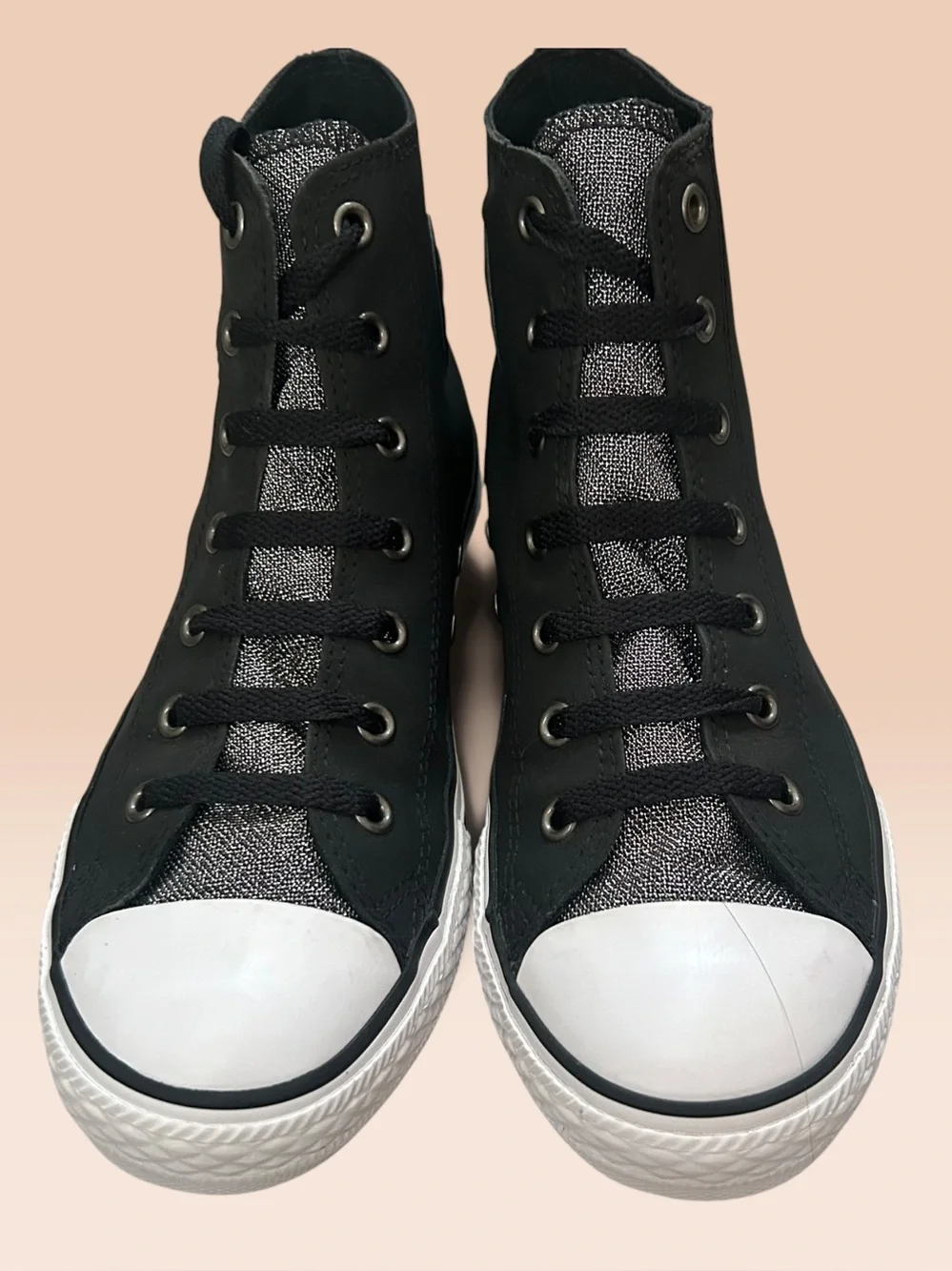 Converse Chuck Taylor Graphite Glitter Leather High Top Sneakers Youth Size 5